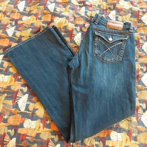 Lucky Brand Jeans Wide Leg Blue Denim Pants Womens 8